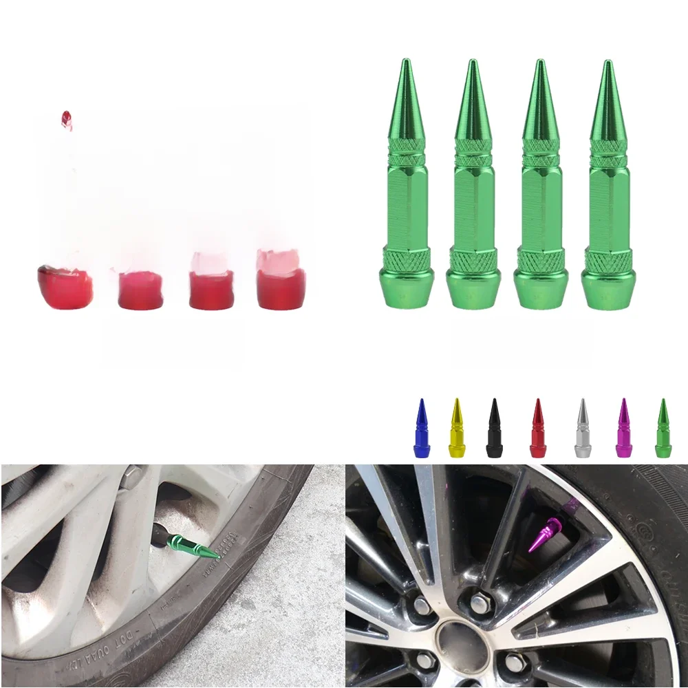 AliExpress BANWINOTO 4Pcs Universal Aluminum Car Styling Tunning Tire Valve Stem Cap Spike Shaped Bullet Metal Dust Covers Lid for Bicycle Motorcycle