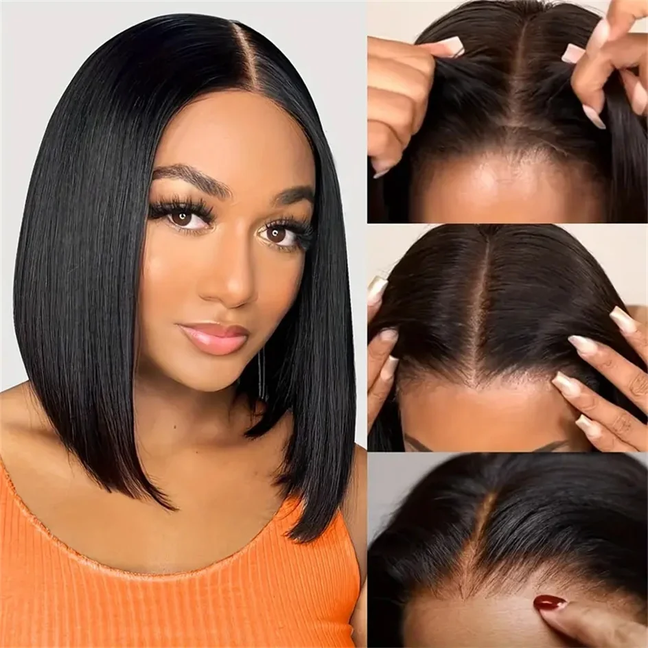 13x6 Lace Front Human Hair Wig Transparent Lace Frontal Wigs Women Short Bob Wig 13x4 Remy Straight Natural Hair