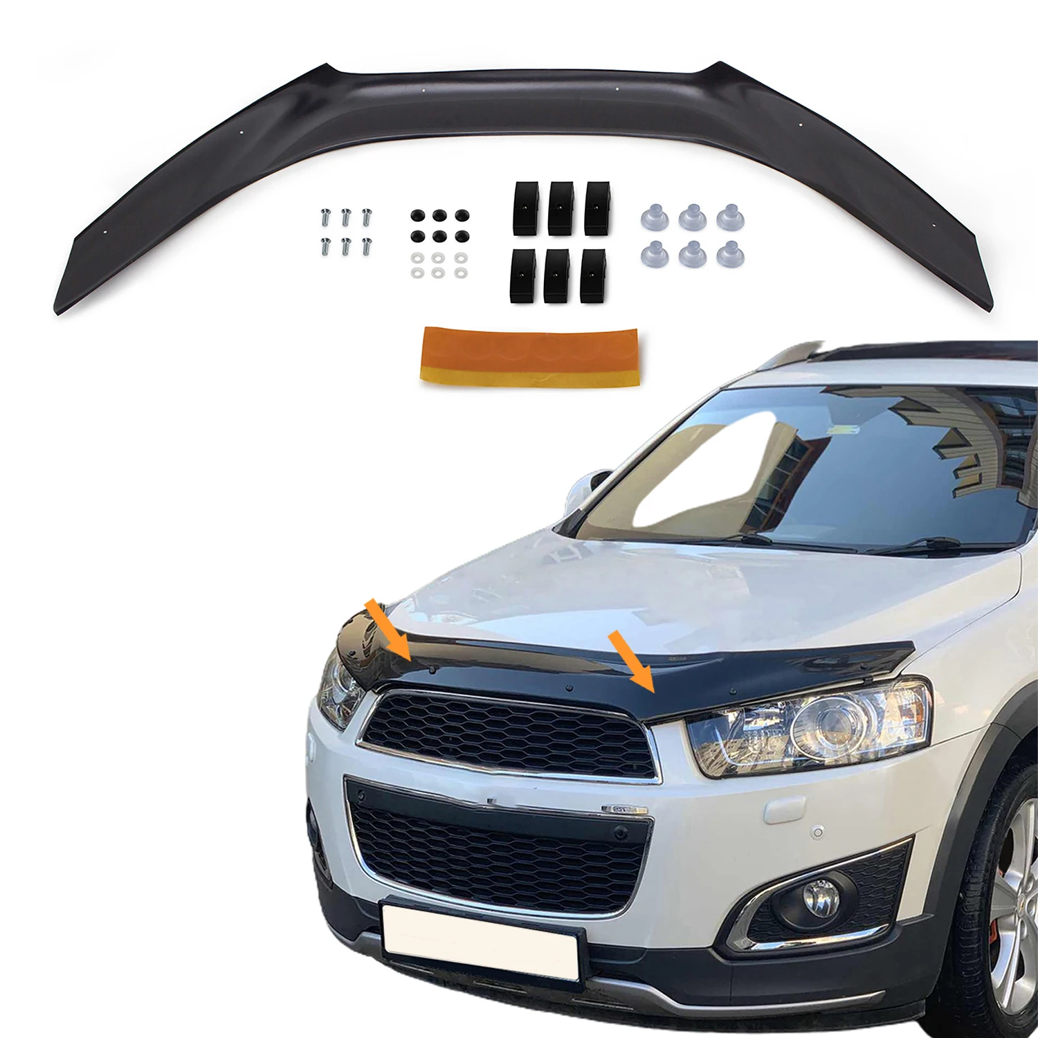 Hood Deflector Guard for Chevrolet Captiva (2012-2019) Bug Shield Bonnet Protector / 4 mm thickness and ultra-durable material