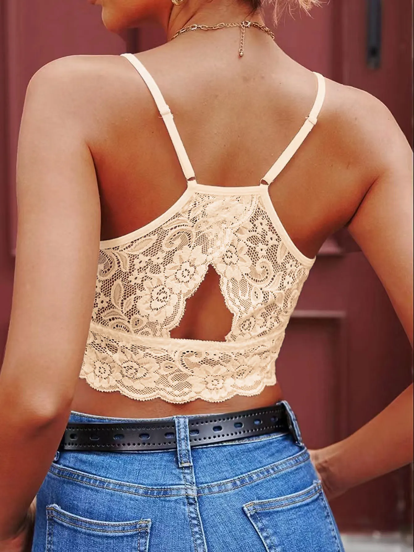 Damen Sexy Rückenfreies Spitzen-Camisole-BH, Reines, Charmantes Kurzes Top, Atmungsaktiv, Bequem, Sommer-Essential – Detail 38