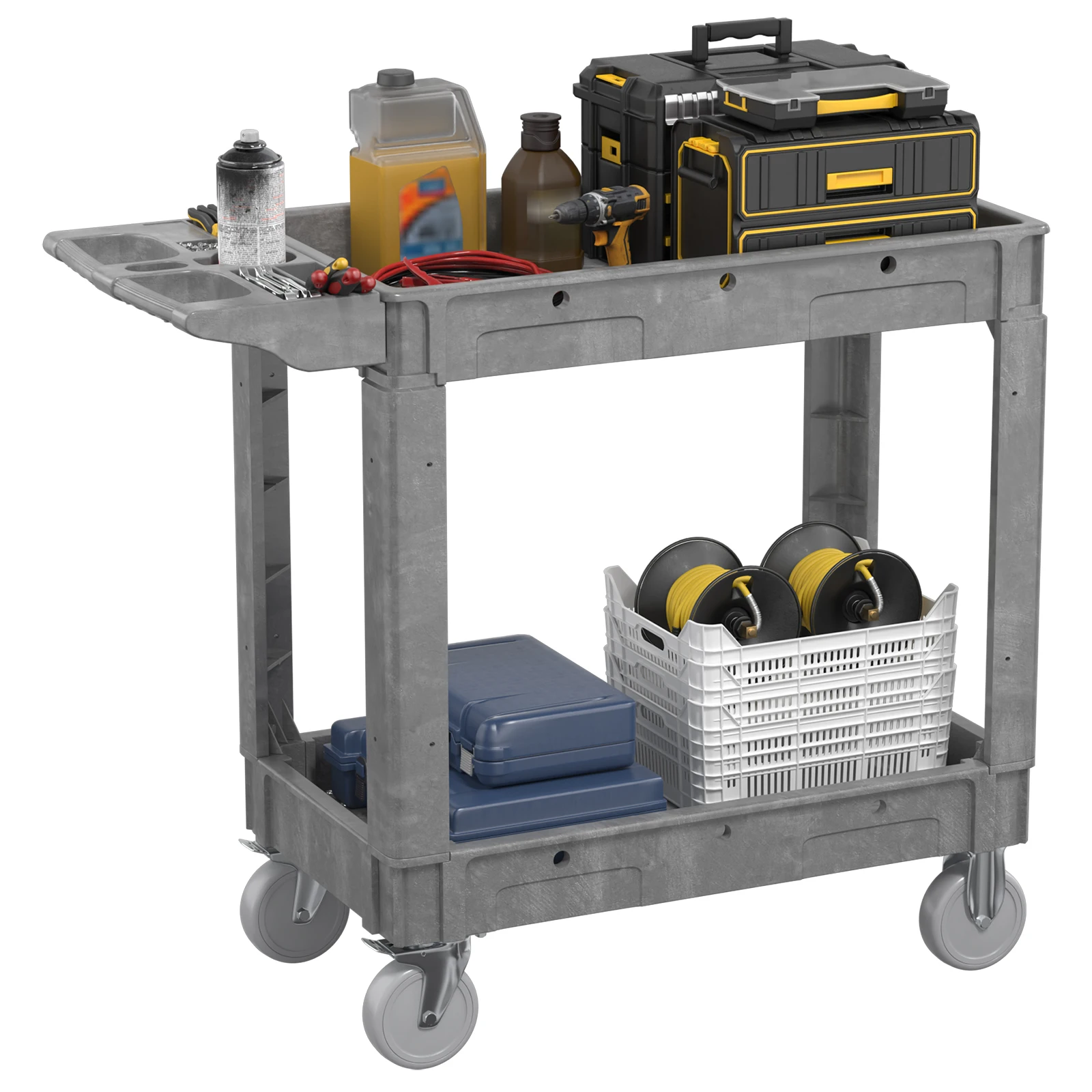 

550LBS Utility Cart with Wheels 2 Shelf Tool Cart for Warehouse (Small-Black)