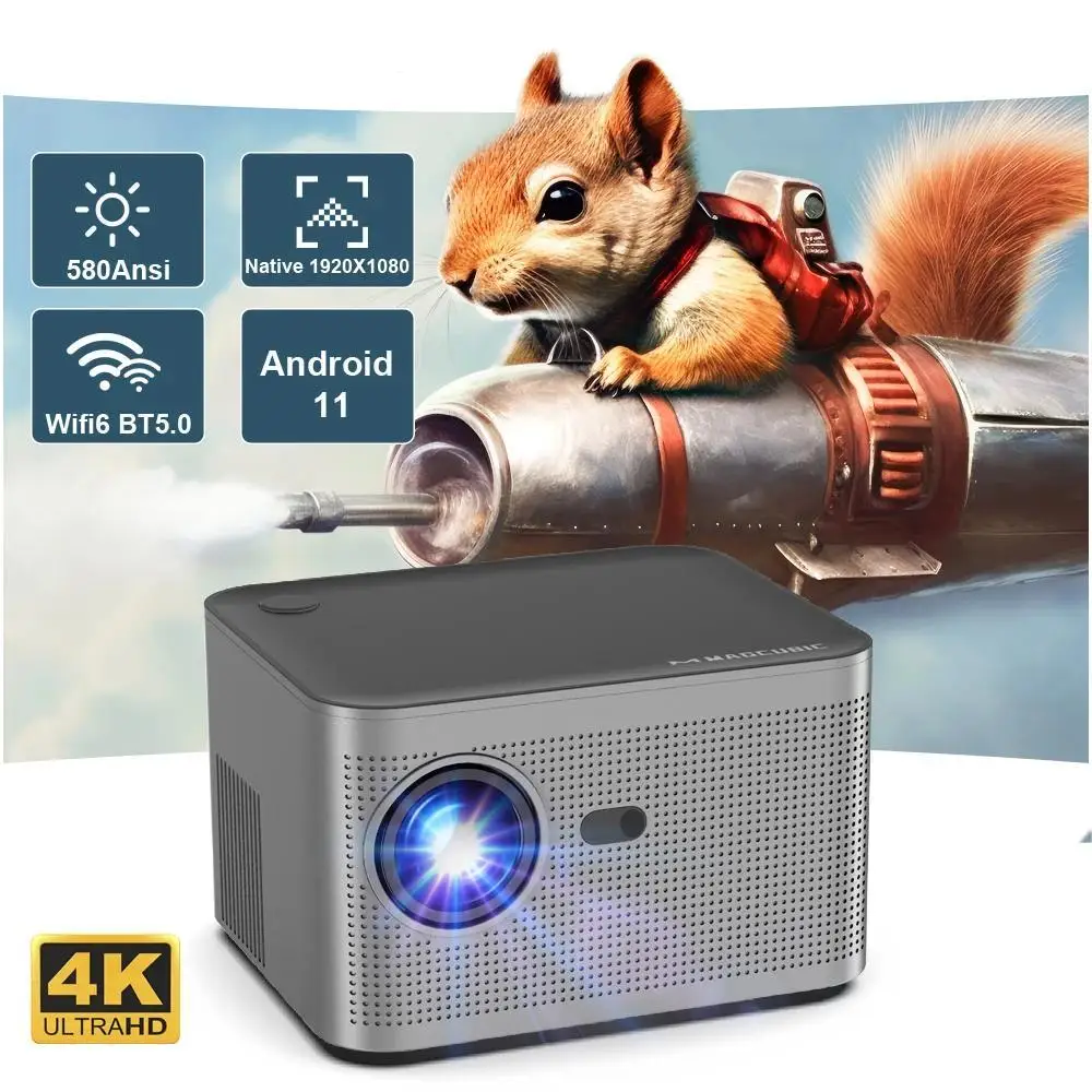 HY350 MINI Projector Android 11 4K 1920*1080P Dual Wifi6 580ANSI AllwinnerH713 2G+32G Voice Control BT5.0 Home Cinema Projetor