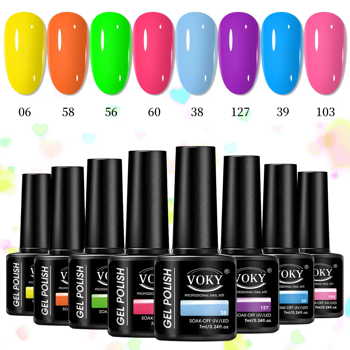 VOKY 8PCS/SET silver light detachable gel set LED lamp curing, durable, high gloss, suitable for women's gifts
