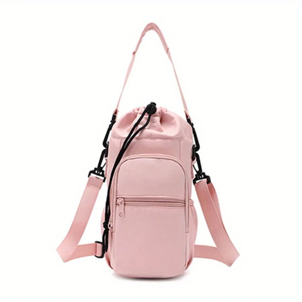1pcs Water bottle bag with horizontal drawstring, adjustable shoulder strap, travel outdoor water bottle carrying bag