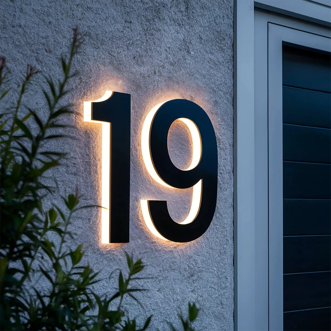 Modern Backlit House Numbers LED Metal Backlit House Numbers Modern LED illuminated Address Number Sign Housewarming Gift