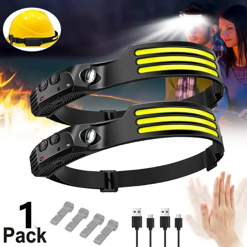 

LED headlight rechargeable 230 wide beam headlight with motion sensor, waterproof headlight flashlight, used for hiking.