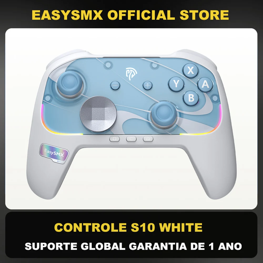 وحدة تحكم EasySMX S10 اللاسلكية TMR Joystick RGB متوافقة مع Switch 2/PC/Phone/TV/Steam، NFC، Gyro، لبوكيمون