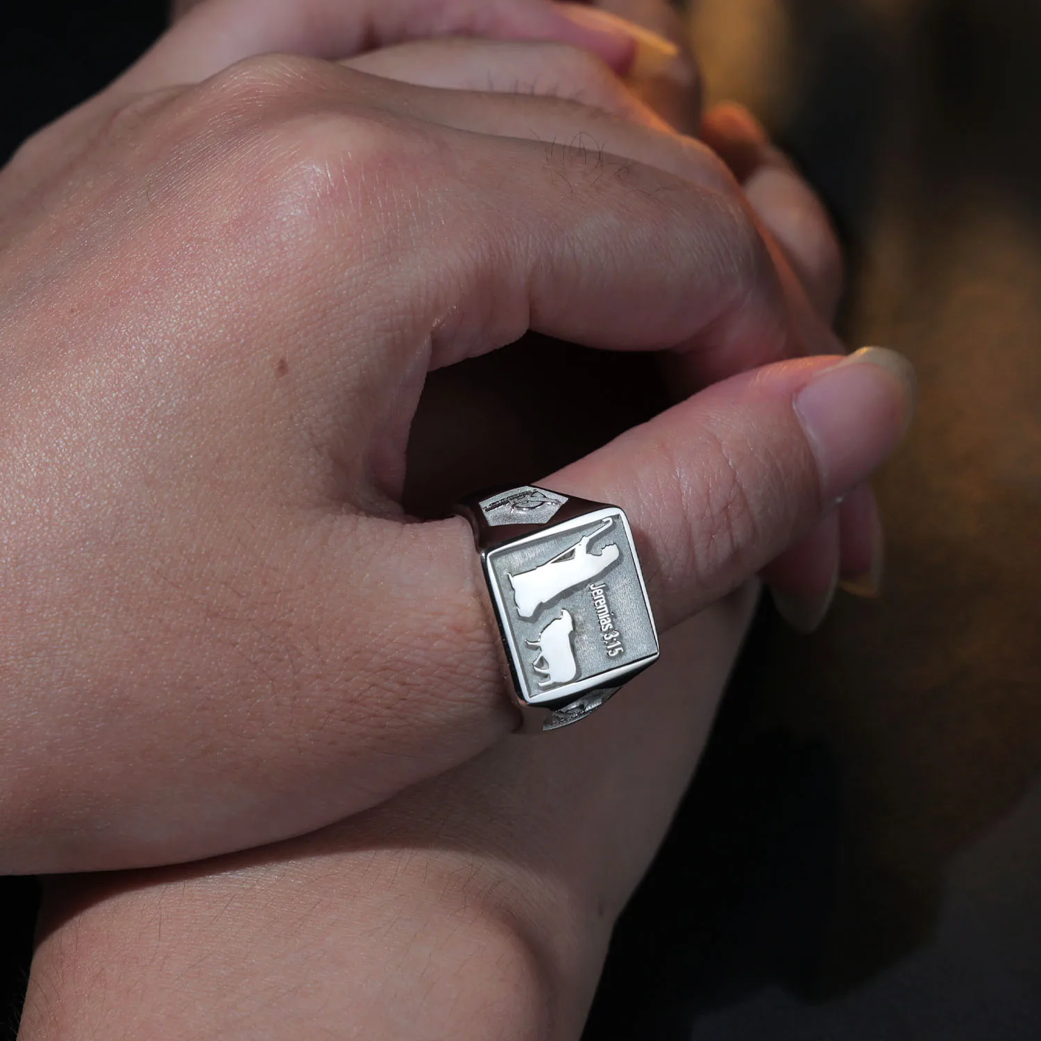 925 Solid Silver Logo Ring 3D Fashion Personalized Logo Jewelry For Men Women Wholesale