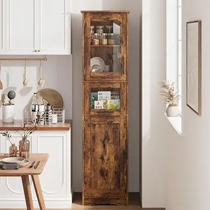 Küchensideboard mit 5 Fächern und 2 Verstellbaren Regalen, Vielseitiges Küchenmöbel für Wohn- und Esszimmer