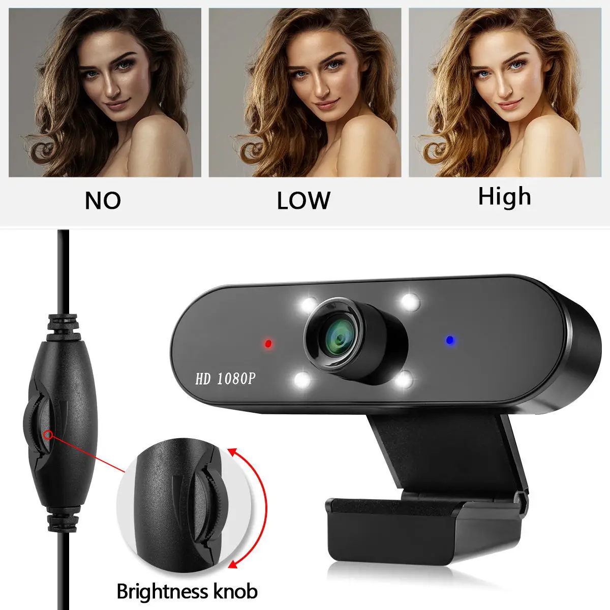 XJ Streaming Webcam PC 1080P HD Videocamera Webcam USB Mini Camera Microfoon Webcams PC Licht Autofocus Webcam voor laptop PC