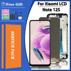 프레임이 있는 샤오미 레드미 노트 12S LCD 디스플레이 터치 스크린 디지타이저, 6.43 인치 슈퍼 AMOLED, 2303CRA44A