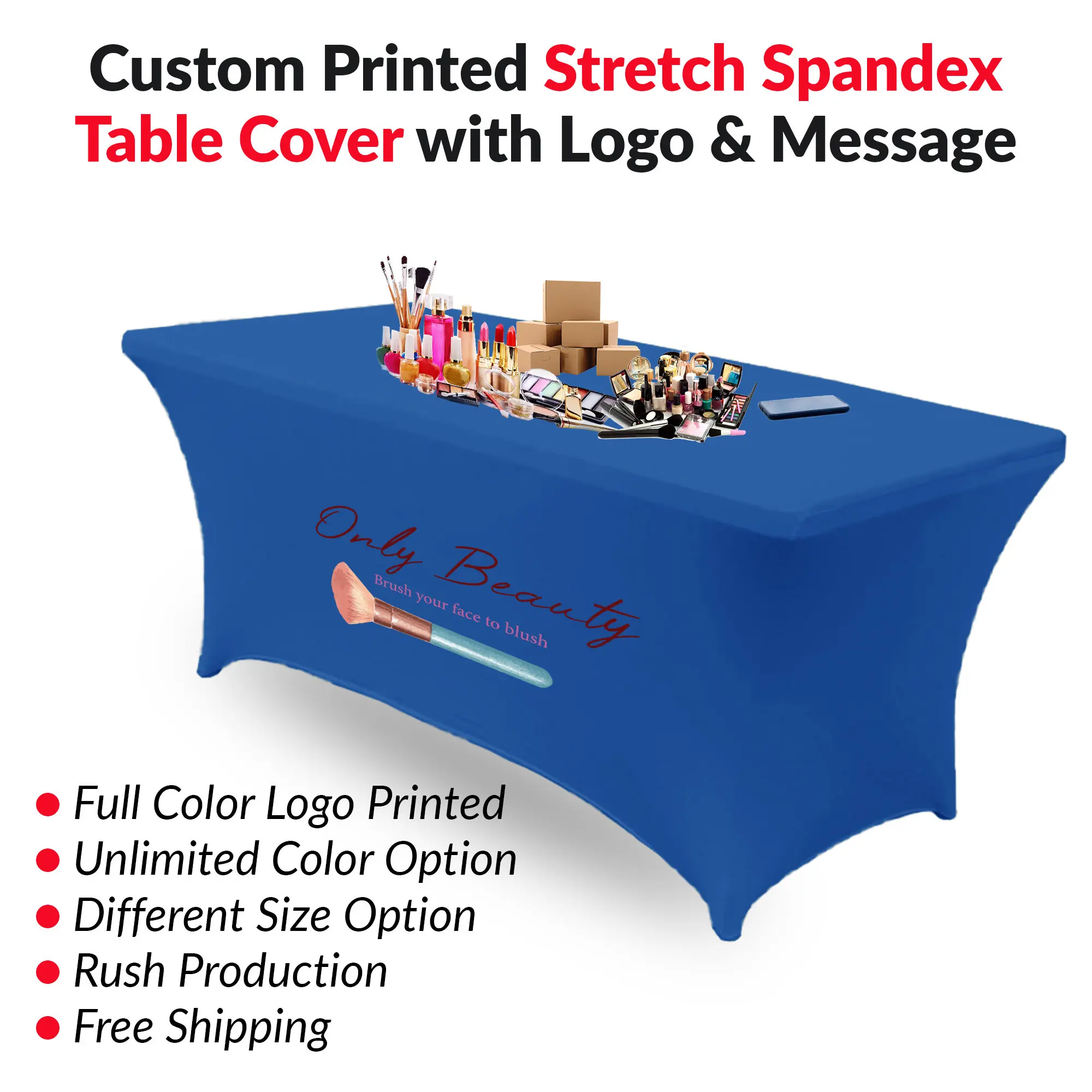 

Spandex Stretch Table Cloth, Customized Logo for Advertising Exhibition, Wedding Party Decor, Outdoor and Indoor