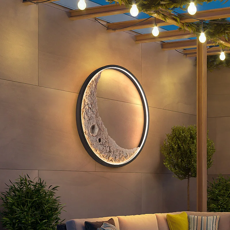 Modern Outdoor Led Wall Lights Patio Garden House Black Exterior Wall Sconce Simple Circle Waterproof Wall Lamp Porch Lights