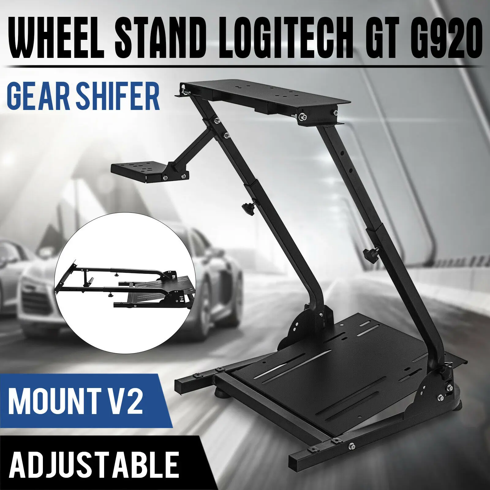 Soporte de volante de carreras, altura ajustable para Logitech G25, G27, G29, G920, soporte de rueda plegable, simulador de juego de carreras