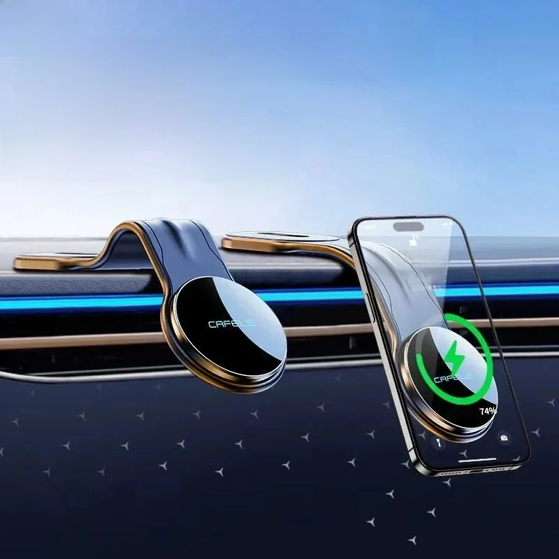 CAFELE Wireless Charger Car Phone Holder 15W Fast Charging Station Magnetic Mobile Support For Car Cell Phone Holder Foldable