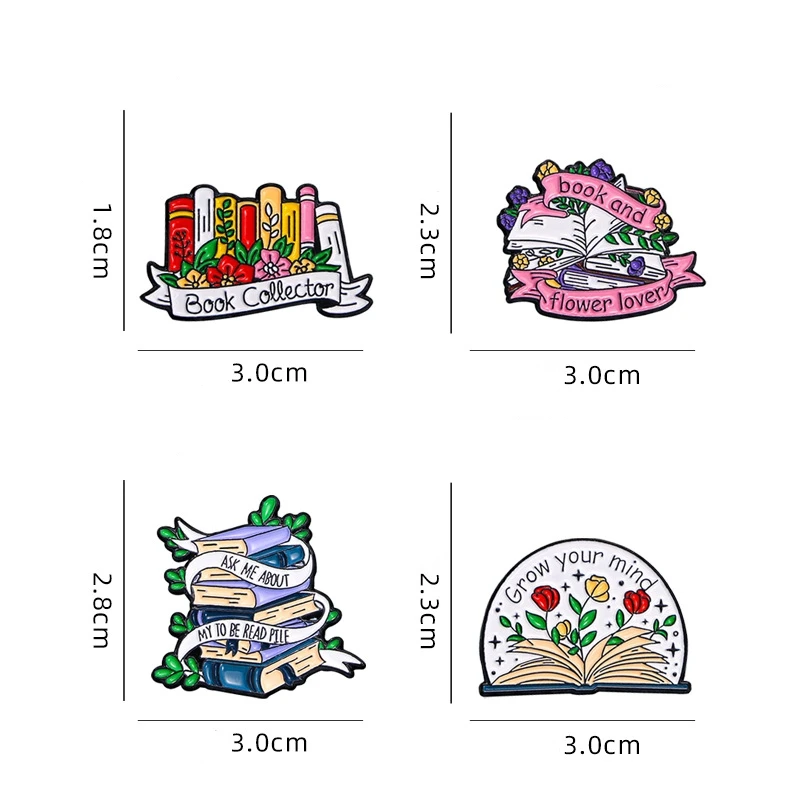 Cute Cartoon Book Flower Enamel Brooch Creative Exquisite Lapel Pin Badge Backpack Clothing Hat Accessories