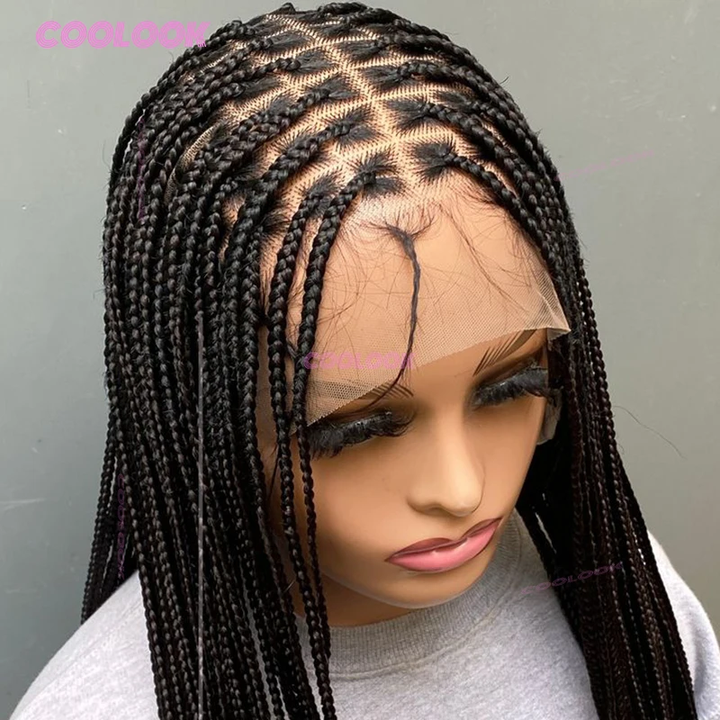 36 "صندوق جديلة شعر مستعار كامل الدانتيل مضفر الباروكات شعر مستعار اصطناعي للنساء #1