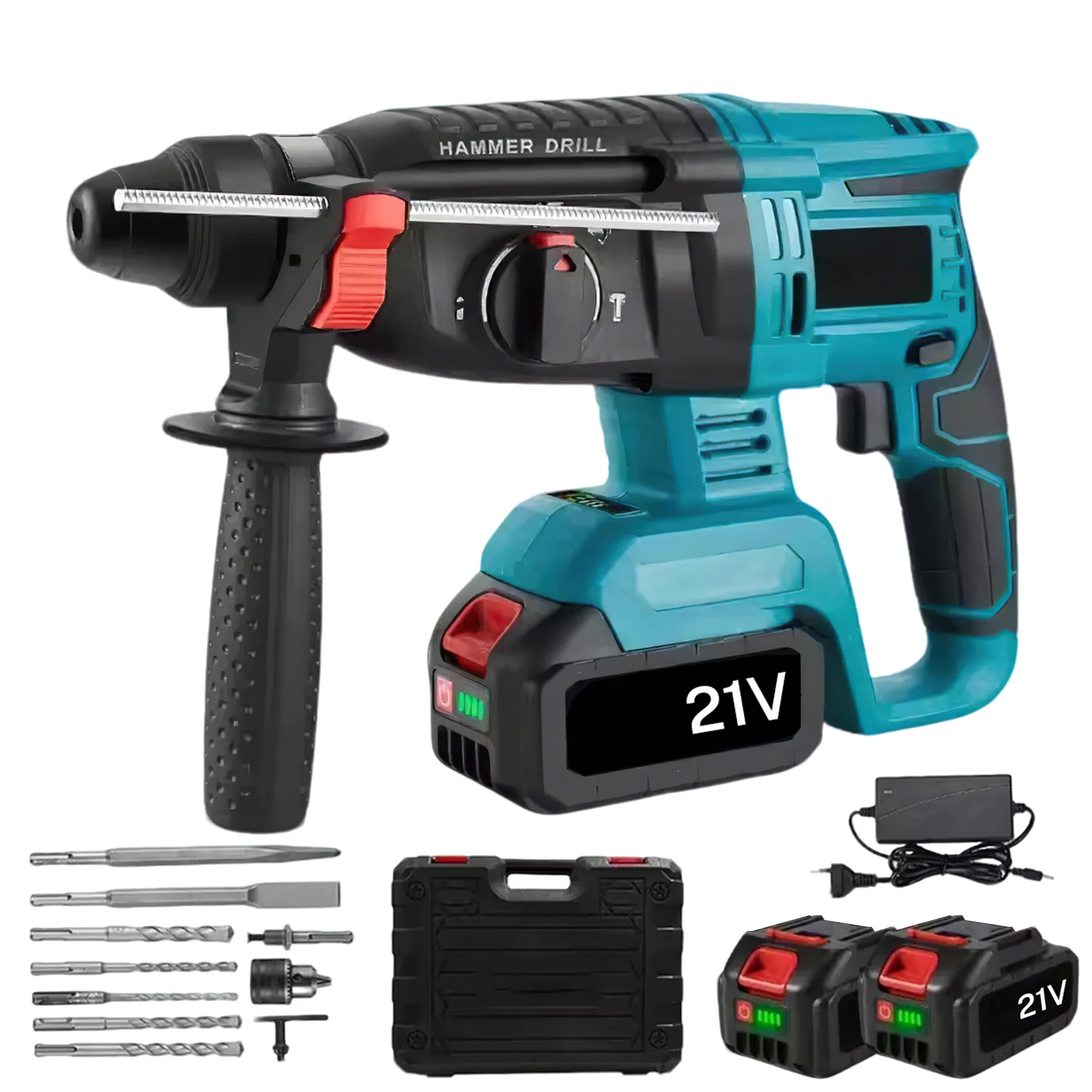 26mm Bürstenloser Akku-Bohrhammer SDS Plus Bohrhammer Elektrischer Abbruchhammer Dreifunktions-Schlagbohrmaschine für Beton, Ziegel, Mauerwerk, Holz, Metall, Bohren, Meißeln, Heimwerker, Bau,