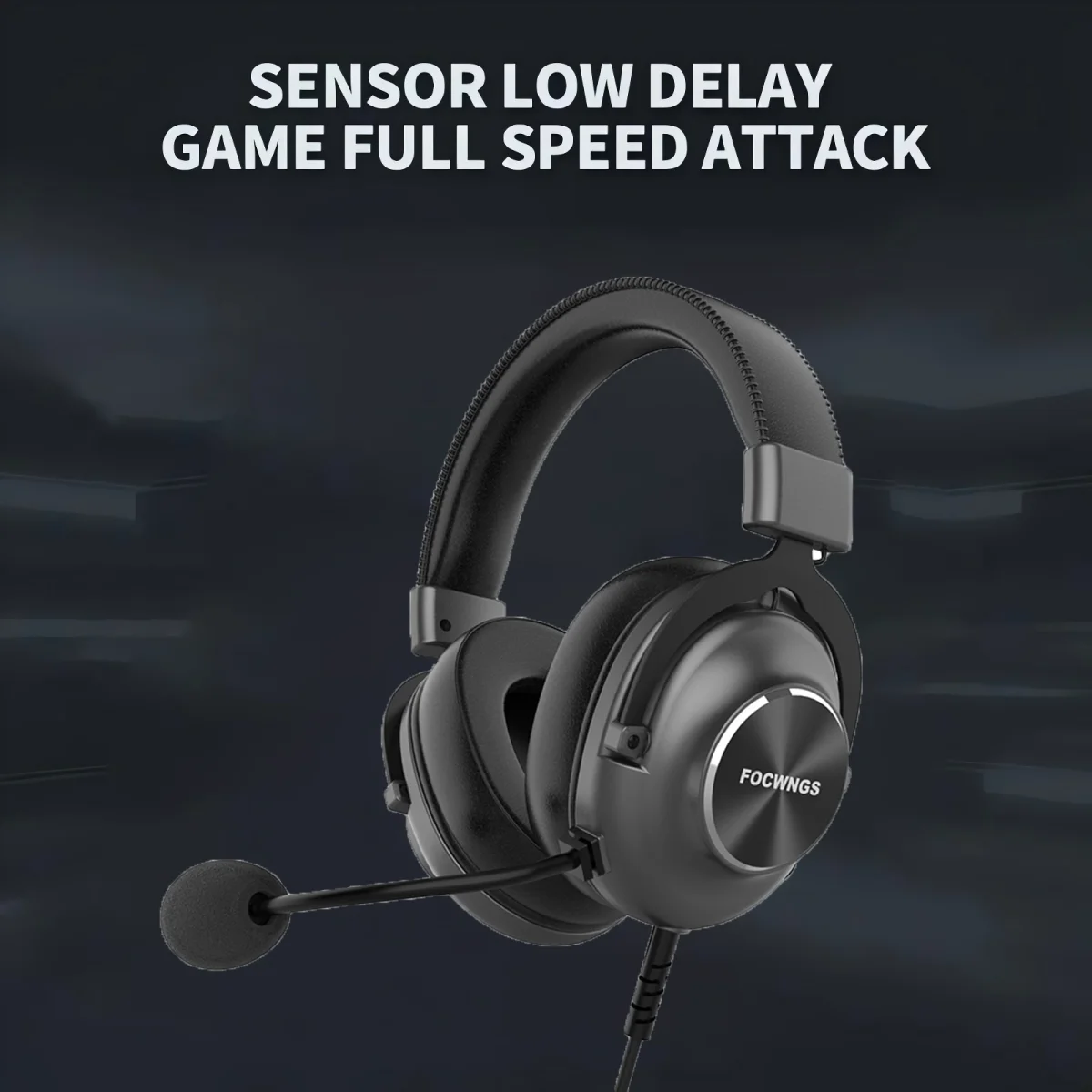 سماعة رأس فوق الأذن، ميكروفونات قابلة للفصل، سماعات أذن كبيرة، صوت ستيريو للفيلم، سماعة رأس سلكية للألعاب 3.5 ملم للكمبيوتر الشخصي/PS