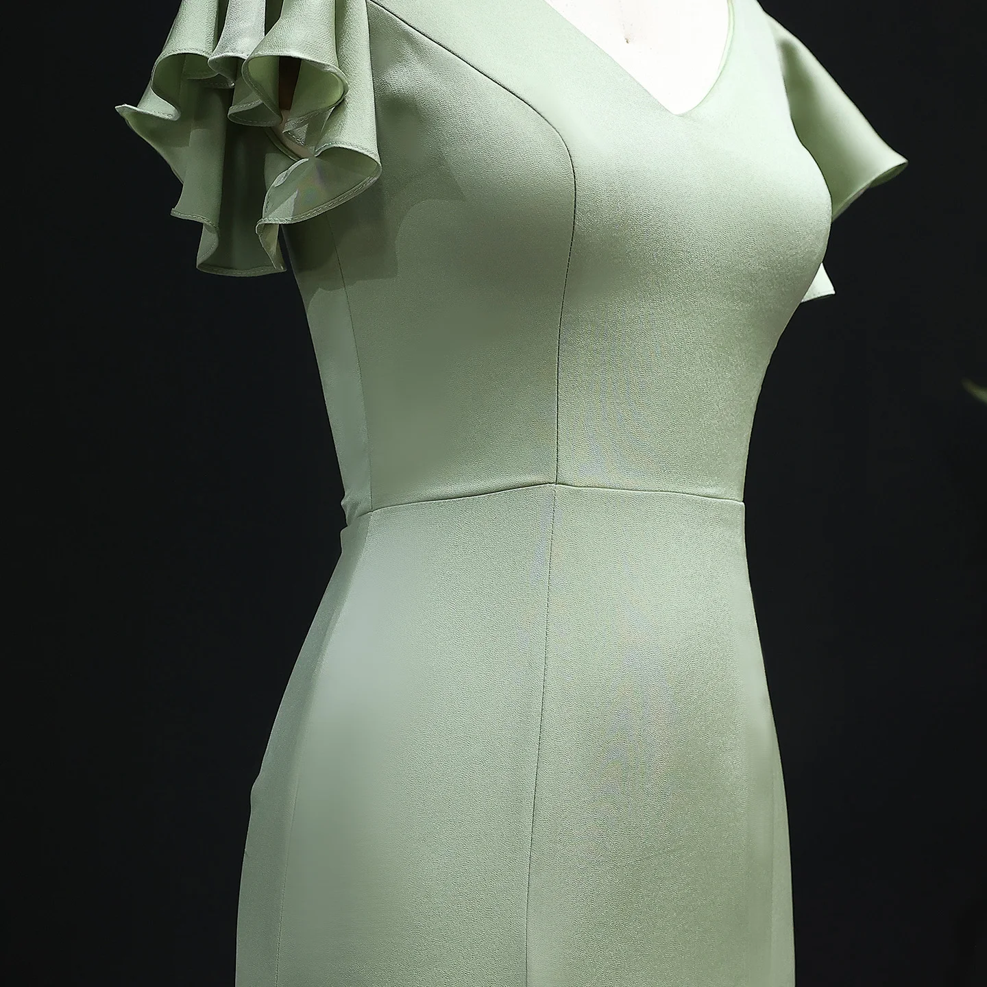 Шарон Саид зеленый атласный v-образный вырез с накидкой и рукавами платье подружки невесты русалки с разрезом по бокам женские свадебные платья для гостей BS002 по индивидуальному заказу