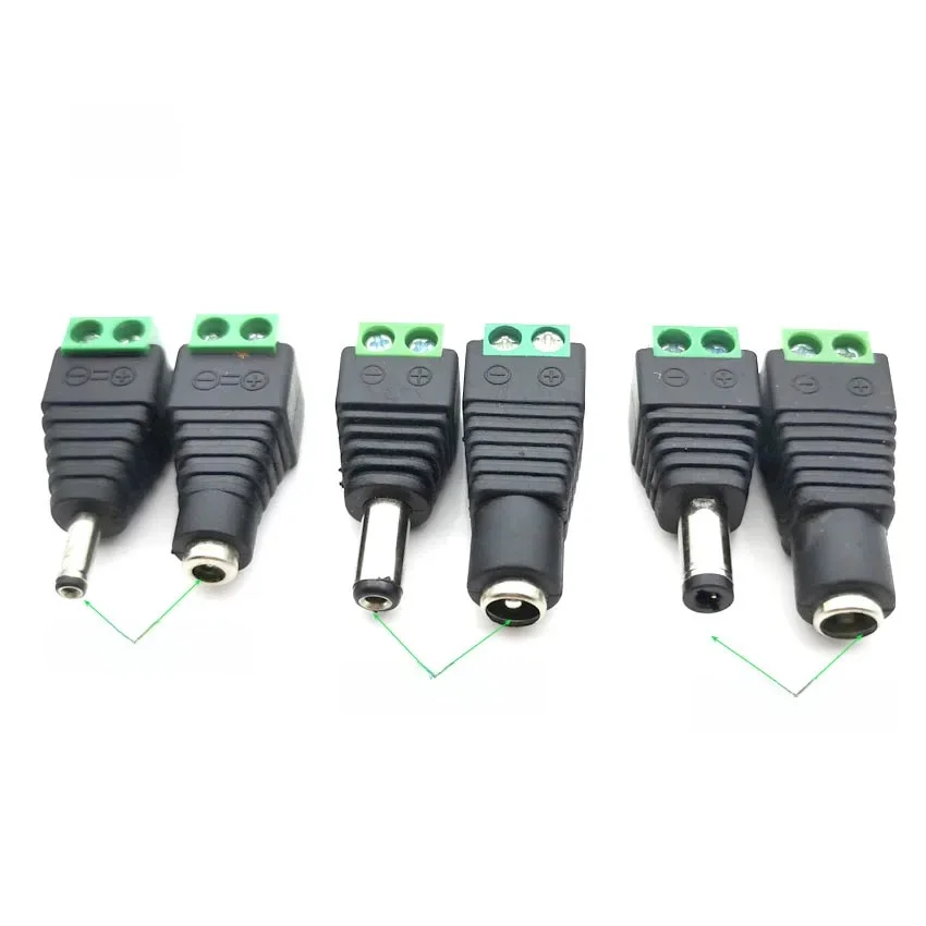 Męskie żeńskie złącze wtykowe DC 2,1 mm x 5,5 mm 2,5 mm x 5,5 mm 1,35 mm x 3,5 mm Nie wymaga spawania Adapter wtyczki DC 12 V 24 V do CCTV — zdjęcie 2