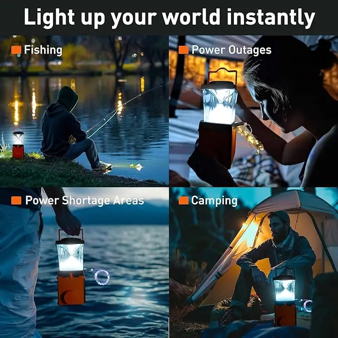 Salt Water Lantern for Emergency and Camping - Battery-Free LED Lantern, 350 Lumens, 140H Continuous Lighting