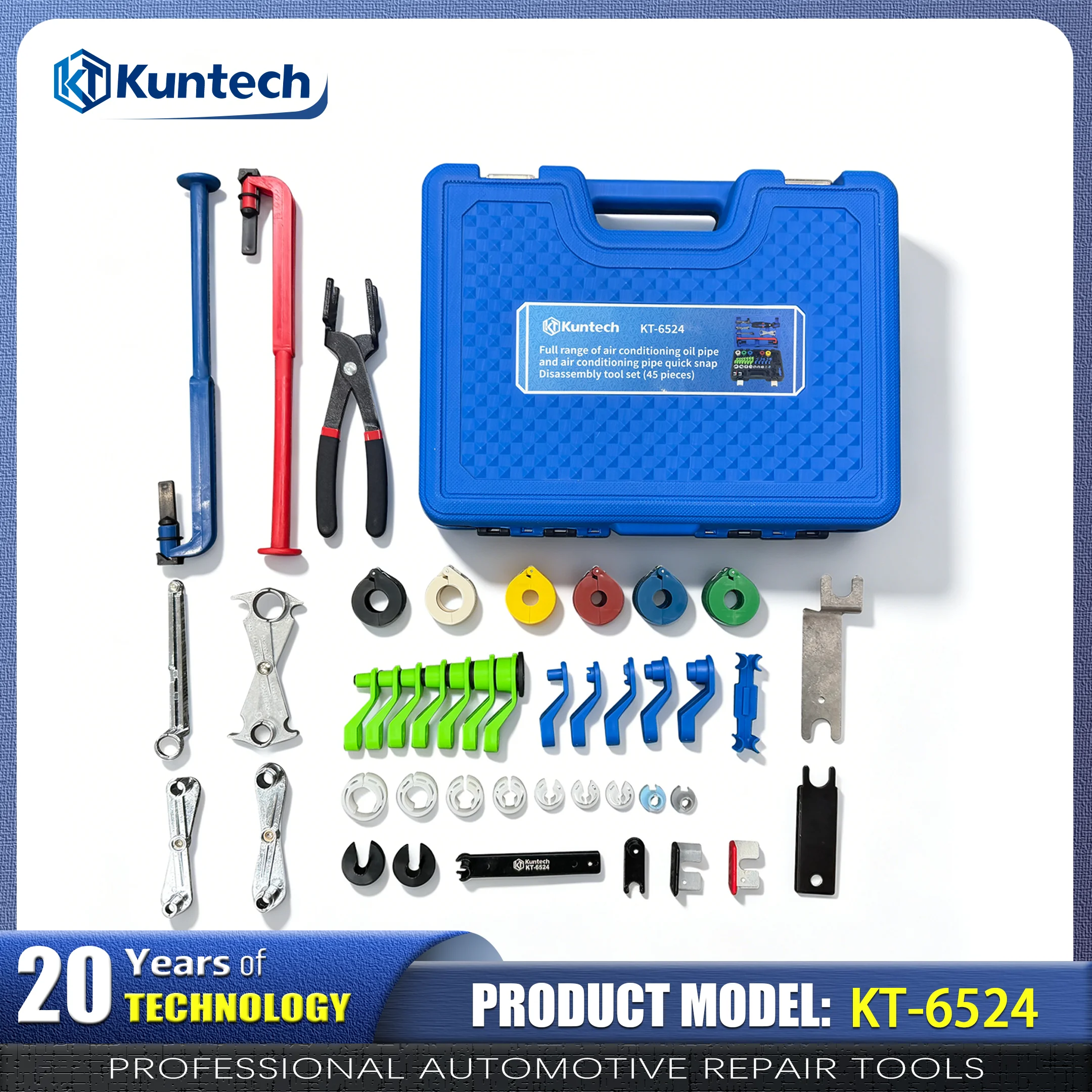 45PCS Quick Disconnect Tool Set Universal Automotive Line Remover Kit for A/C Fuel Line Transmission Line with Case