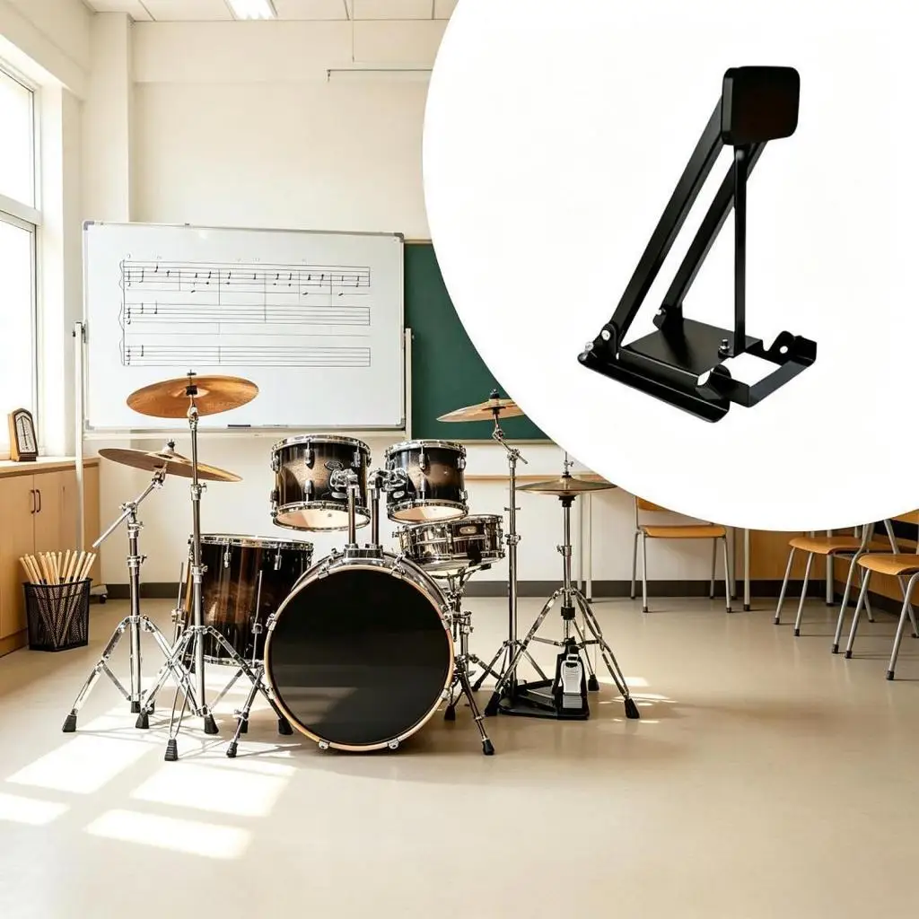 Pédale d'entraînement compacte rembourrée pour grosse caisse, noire, silencieuse, accessoires et équipements musicaux