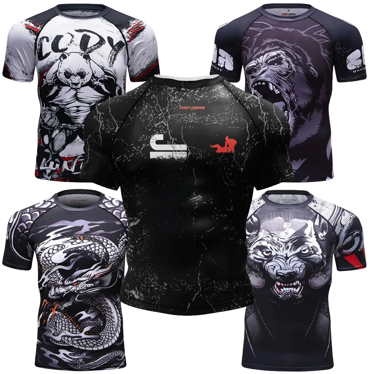 Popularne gorące anime Surf Odzież BJJ MMA Mężczyźni Cartoon Rash Guard Diving T-Shirt Tight Swimwear Summer Beach Fitness Men GYM Tops — zdjęcie 2
