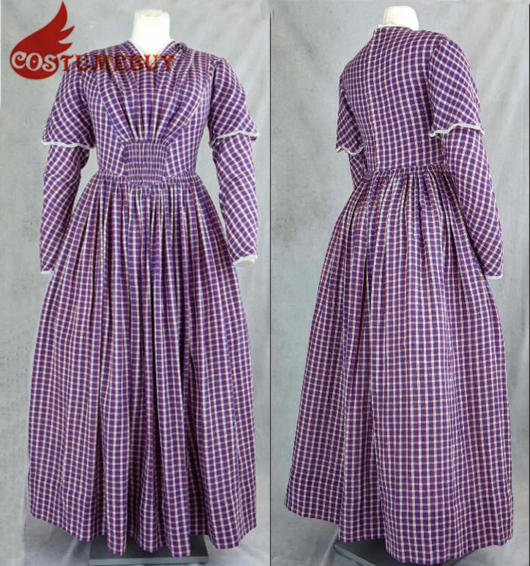 1860's Victorian Plaid Dress Dickens Colonial Civil War Southern Belle Ball Gown Edwardian Costume Vintage Dress Plus Size