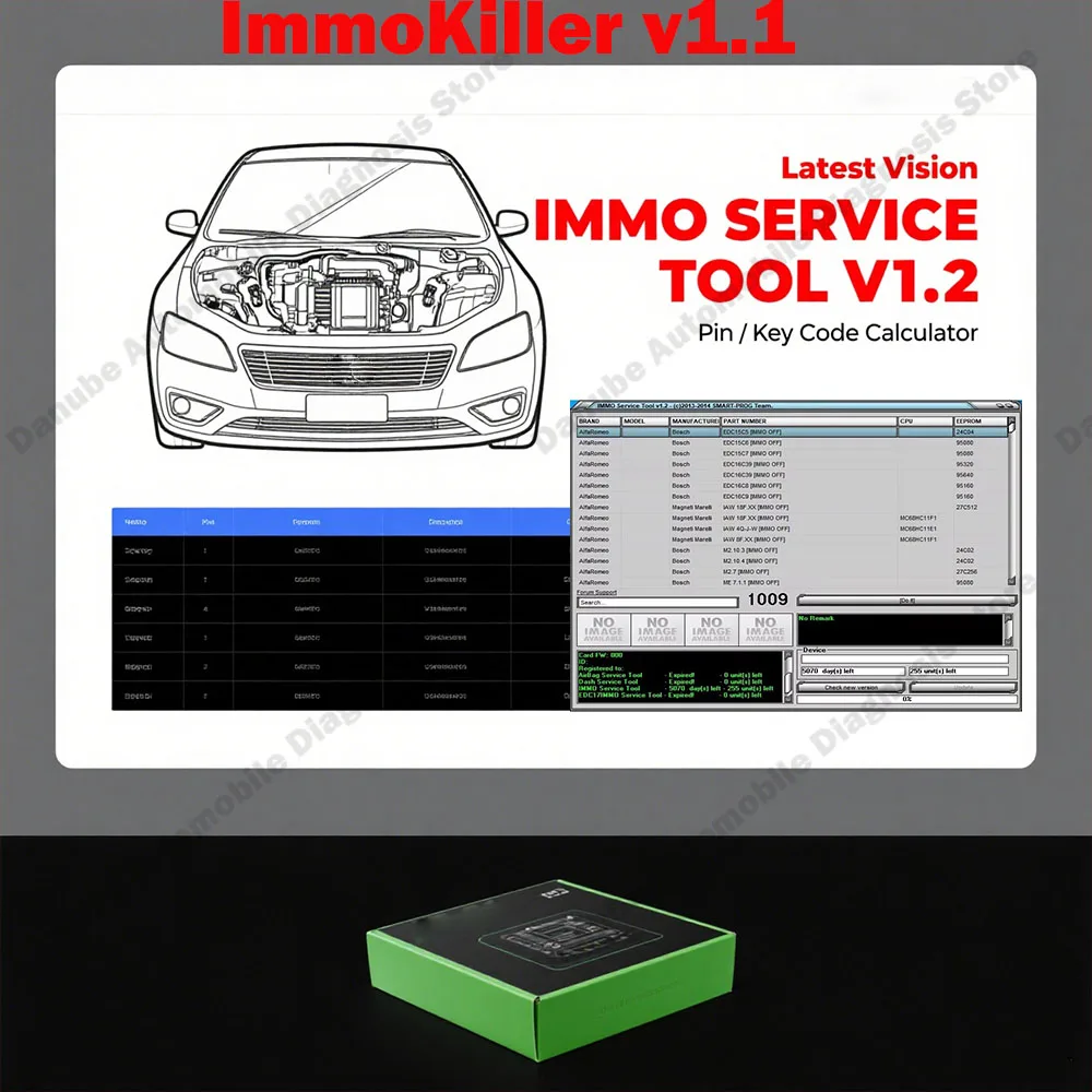 

ИНСТРУМЕНТ IMMO SERVICE V1.2 + Программное обеспечение IMMO ImmoKiller v1.1 Программатор ЭБУ Инструмент для ремонта автомобилей Пройдено добродетель иммобилайзера