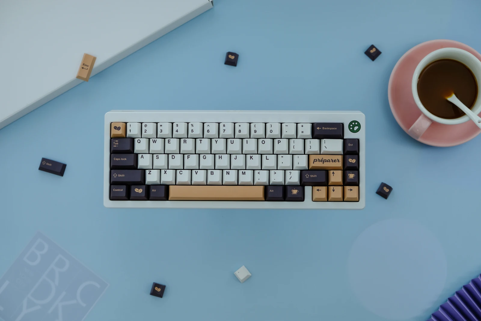 Imagem -02 - Personalizado Gmk Coffee Keycaps Teclado Mecânico Perfil Cereja Dye Sub 129 Chaves