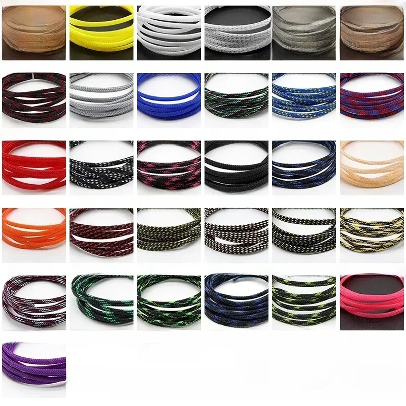 Manchon tressé isolé en PET de 1m, 2/4/6/8/10/12/14/16/20/25/30/40mm, gaine de Protection pour fil haute densité, manchon de câble noir et rouge