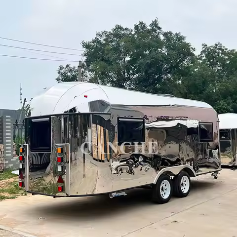 Family Travel Trailer Off Road Camper Trailer Caravan with DOT Certification Fast Food Kitchen Trailers meets UK standard