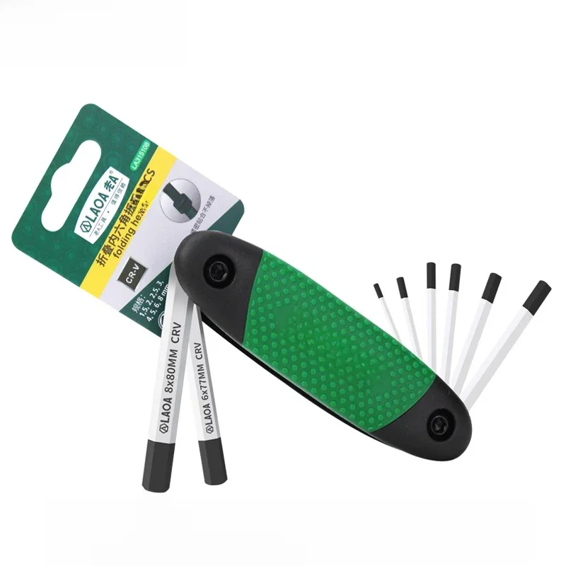 LAOA 8in1 Hex Key Portable Allen Driver Hexagon Socket Key Set Bike Repair Folding Wrench Size 1-8mm