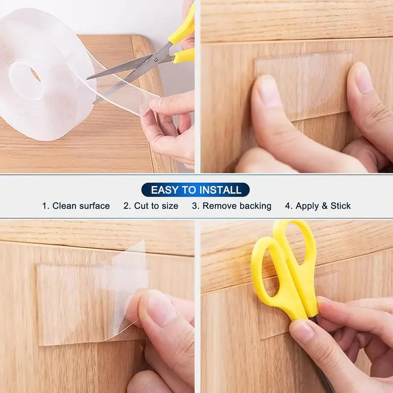 Double Sided Tape Heavy Duty(9.85FT), Nano Double Sided Adhesive Tape, Clear Mounting Tape Picture Hanging Adhesive Strips