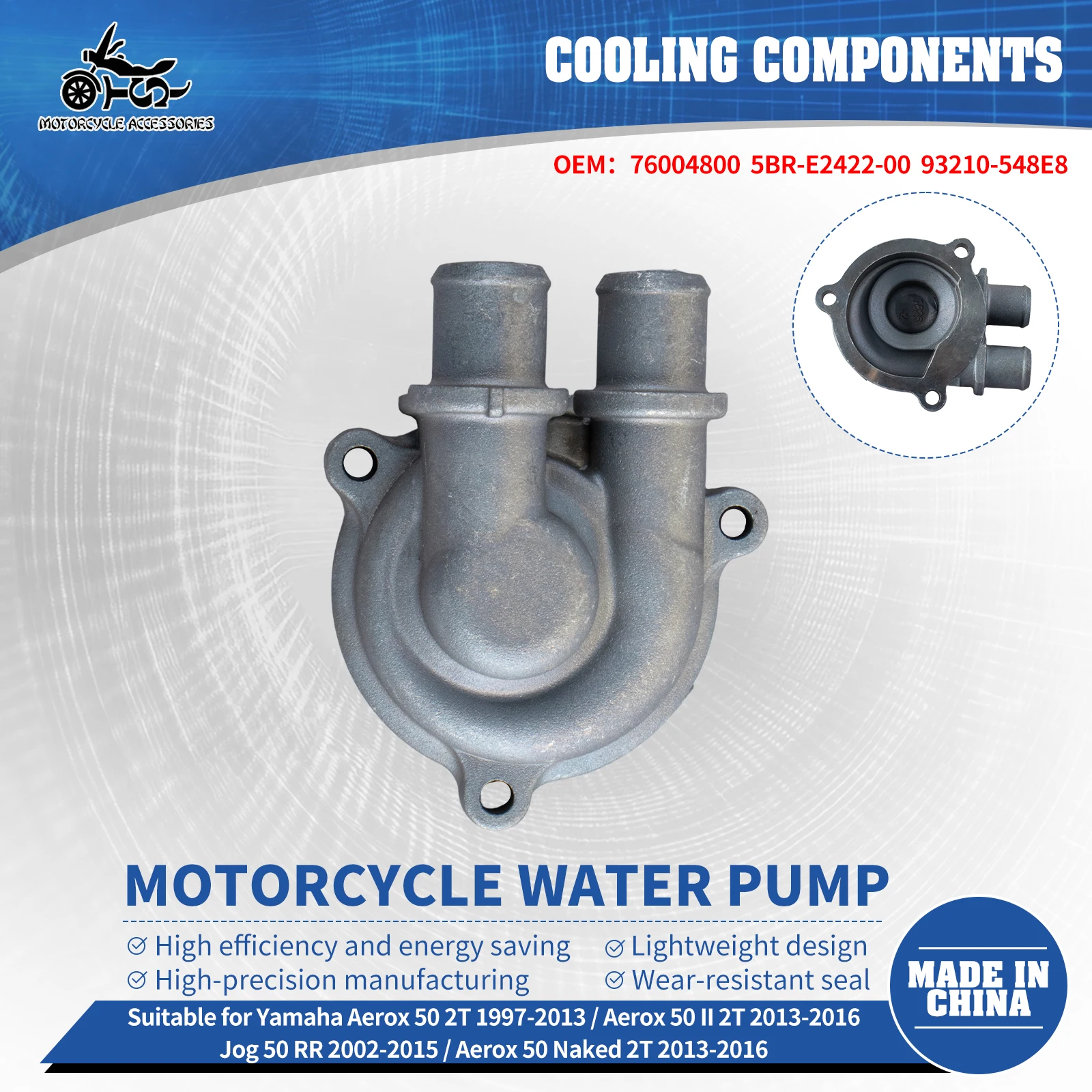 SJ Motorcycle Minarelli Horizontal Water Pump Assembly For Yamaha Jog 50 RR 2002-2015 Aerox 50 2T 97-13 Aerox 50 Naked 2T 13-16