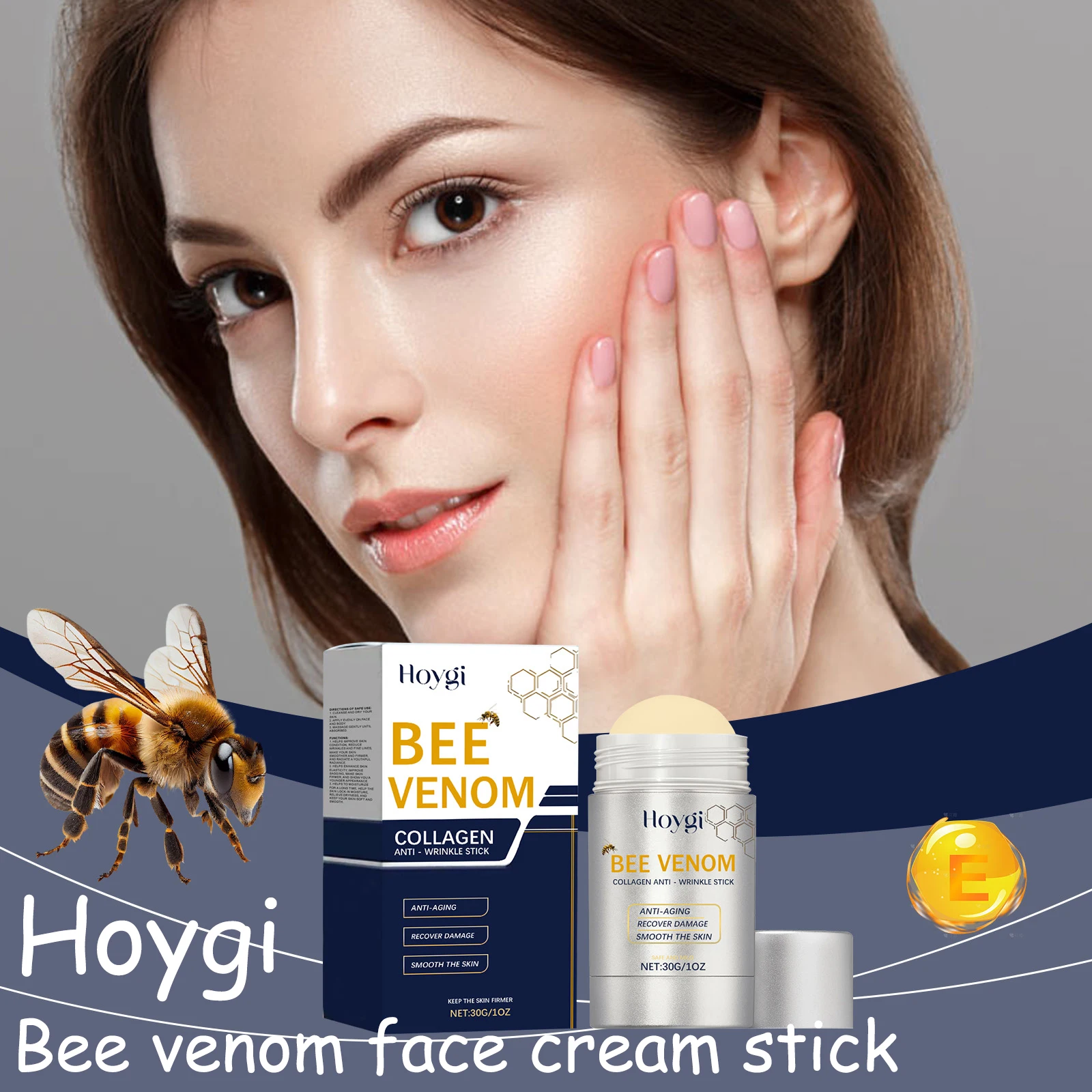 

Hoygi Bee Venom Face Moisturize Stick Gentle Nourishing Remove Wrinkles Enhance Skin Elasticity Reduce Dryness Face Cream Stick