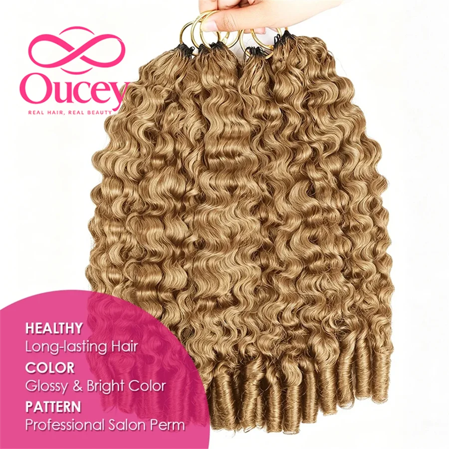 Reusable #27 Burmese Curly Miracle Knots Crochet Human Hair For Braiding Colored Pre looped Feathered Bulk Human Hair Extentions