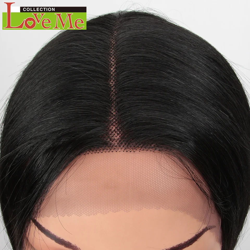 LOVE ME Synthetische, glatte Perücken mit Spitze, 38 Zoll, extra langes, glattes Haar, Perücke mit Spitze vorne, Lolita-Stil, Pink-Blond, Cosplay-Perücken für Damen. – Detail 4