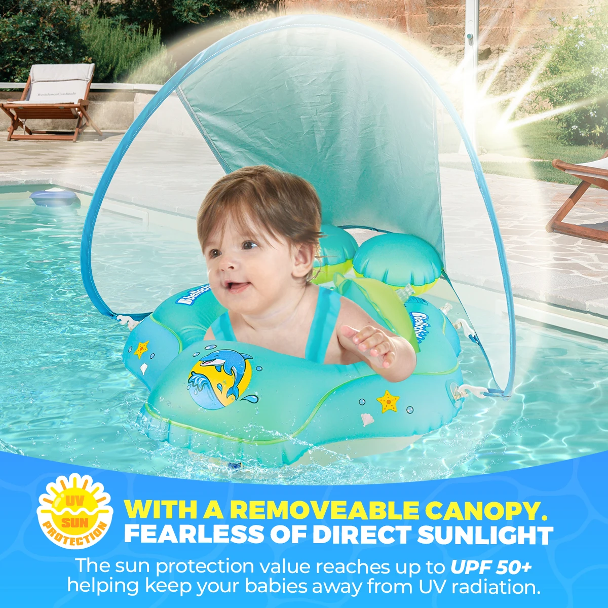 Flotteur de Piscine Gonflable pour Bébé avec Support Astronomique, Protection Solaire Parfaite, 50 Pièces