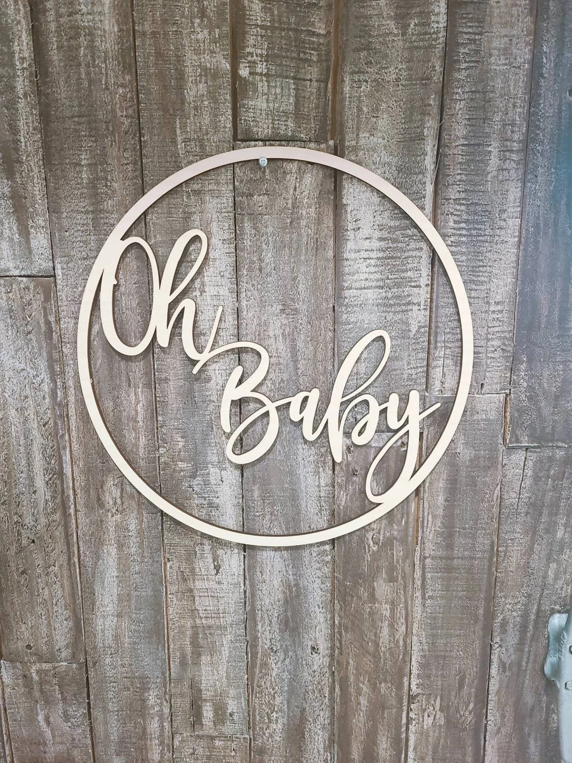 Oh Baby Circle Baby shower sign, Babyshower Decorations, Wooden Laser Cut Party Sign, Nursery Sign for New Baby