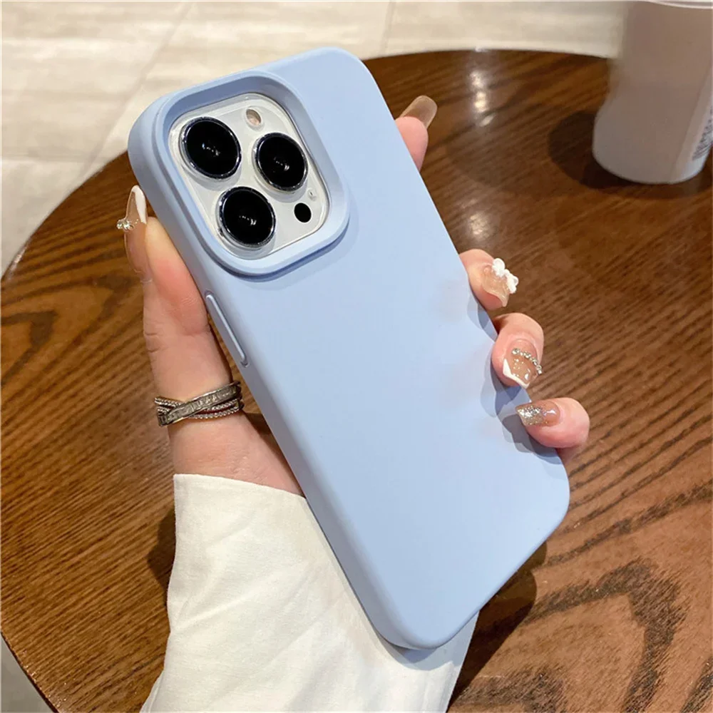 Coque de téléphone en Silicone liquide d'origine, étui arrière antichoc pour iPhone 15 14 13 11 12 15 Pro Max Mini X XR XS 7 8 SE 2020