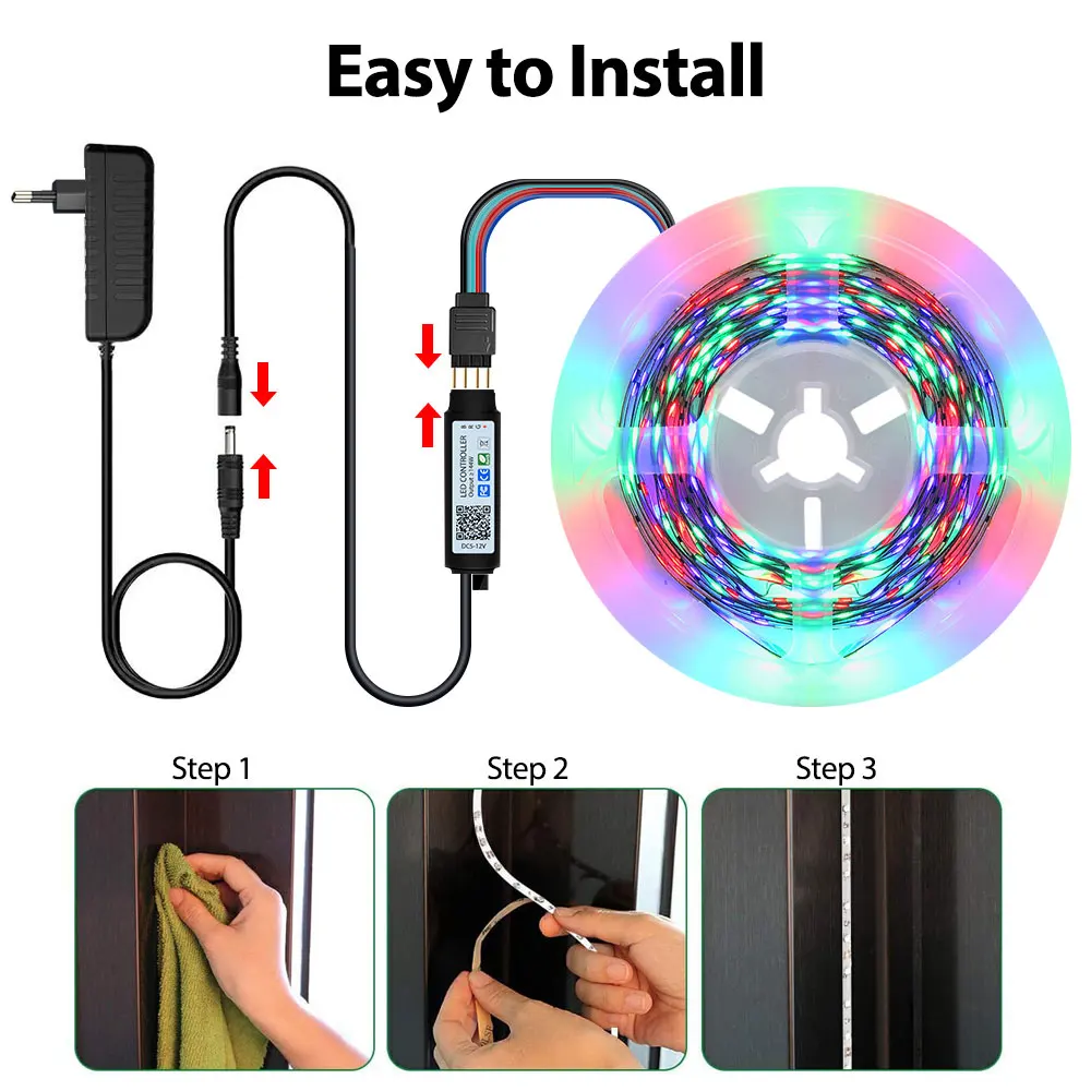 RGB LED Strip,APP+Remote Control, Music Sync ,54Leds Per Meter, RGB Lights Flexible LED Lamp Tape Ribbon RGB TV Desktop Screen