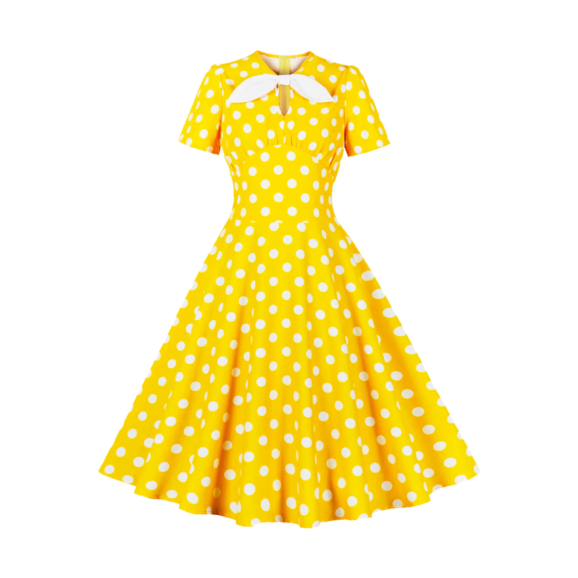 Women's Polka Dot Retro 1950s 60s Vintage Style Cocktail Party Swing Dress Costume Halloween Party Formal Elegant Tunic Vestidos