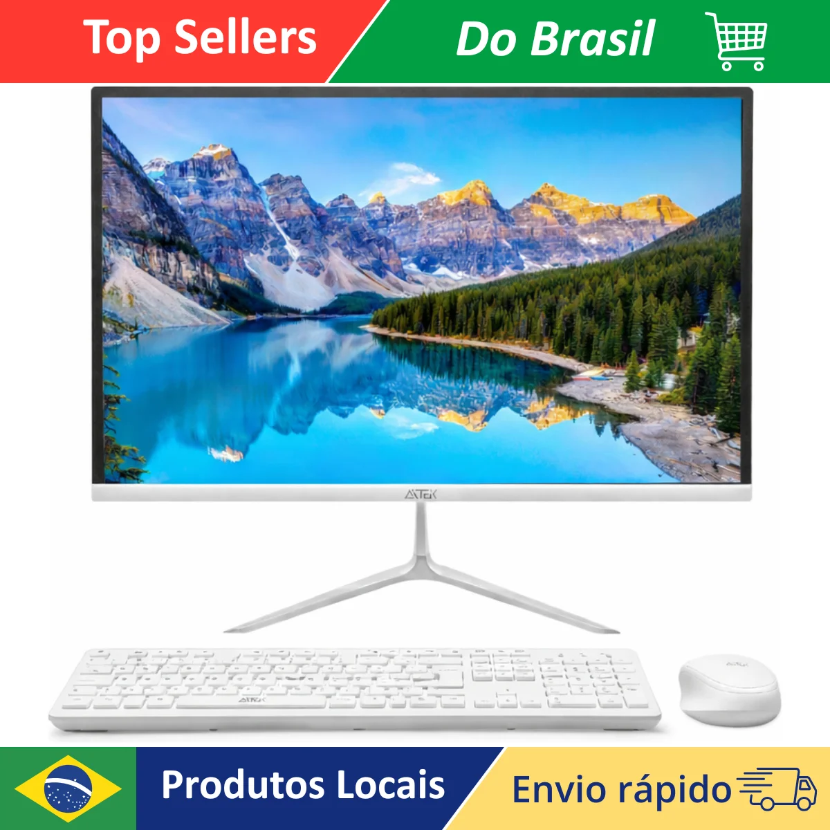 Computador PC Todo Em Um Intel Core I5 8GB RAM SSD 256GB Tela 19 Com Teclado E Mouse Sem Fio Branco Para Escritório