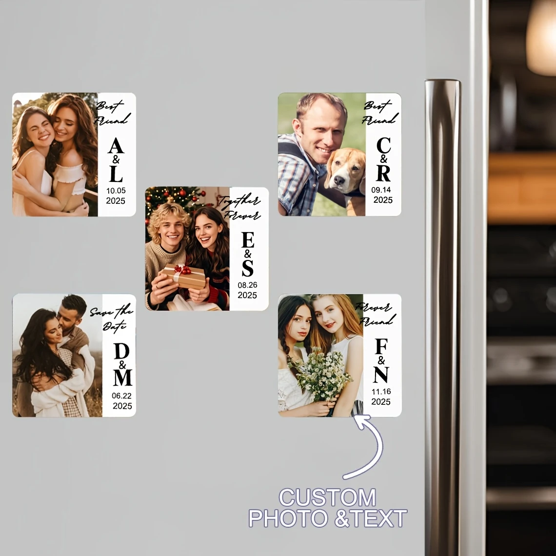 Personalized Wedding Save-The-Date Fridge Magnet Custom Picture Text Invite Keepsake Gift For Wedding Birthday Xmas