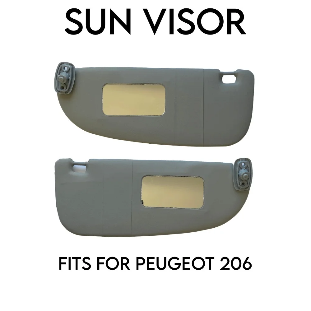 Sun Visor for Peugeot 206 Left-Right Gray Interior Sun Visor 2 Pieces Set Parasol Mirror Included Perfect Fit 1999-2008