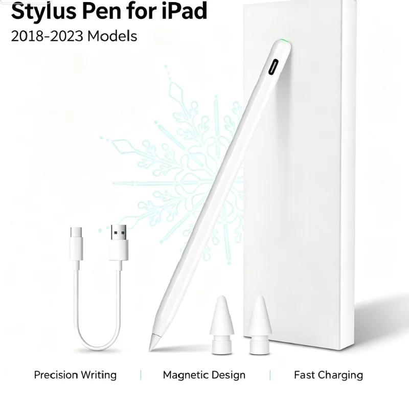 Magnetischer Stylus-Stift für iPad, Handballenerkennung, Neigungsempfindlichkeit, USB-C wiederaufladbarer aktiver Stift zum Schreiben und Skizzieren
