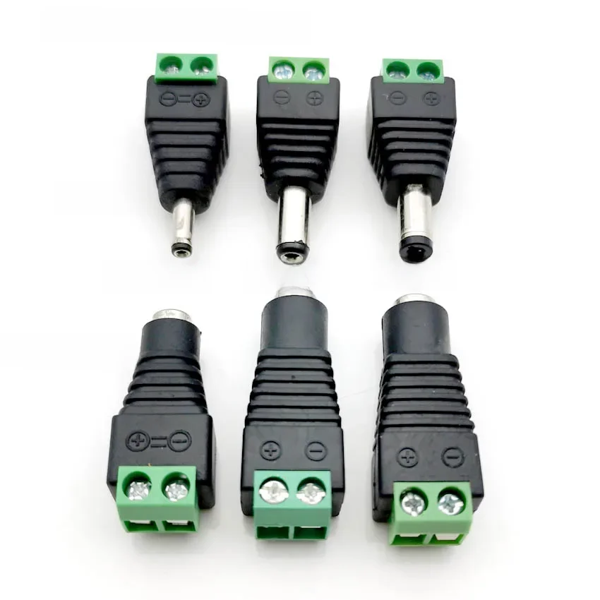 2 szt. żeńskie + 2 szt. męskie złącze DC 5,5 x 2,1 mm 5,5 * 2,5 mm 3,5 * 1,35 mm Adapter gniazda zasilania Wtyczka LED Strip Light — zdjęcie 2